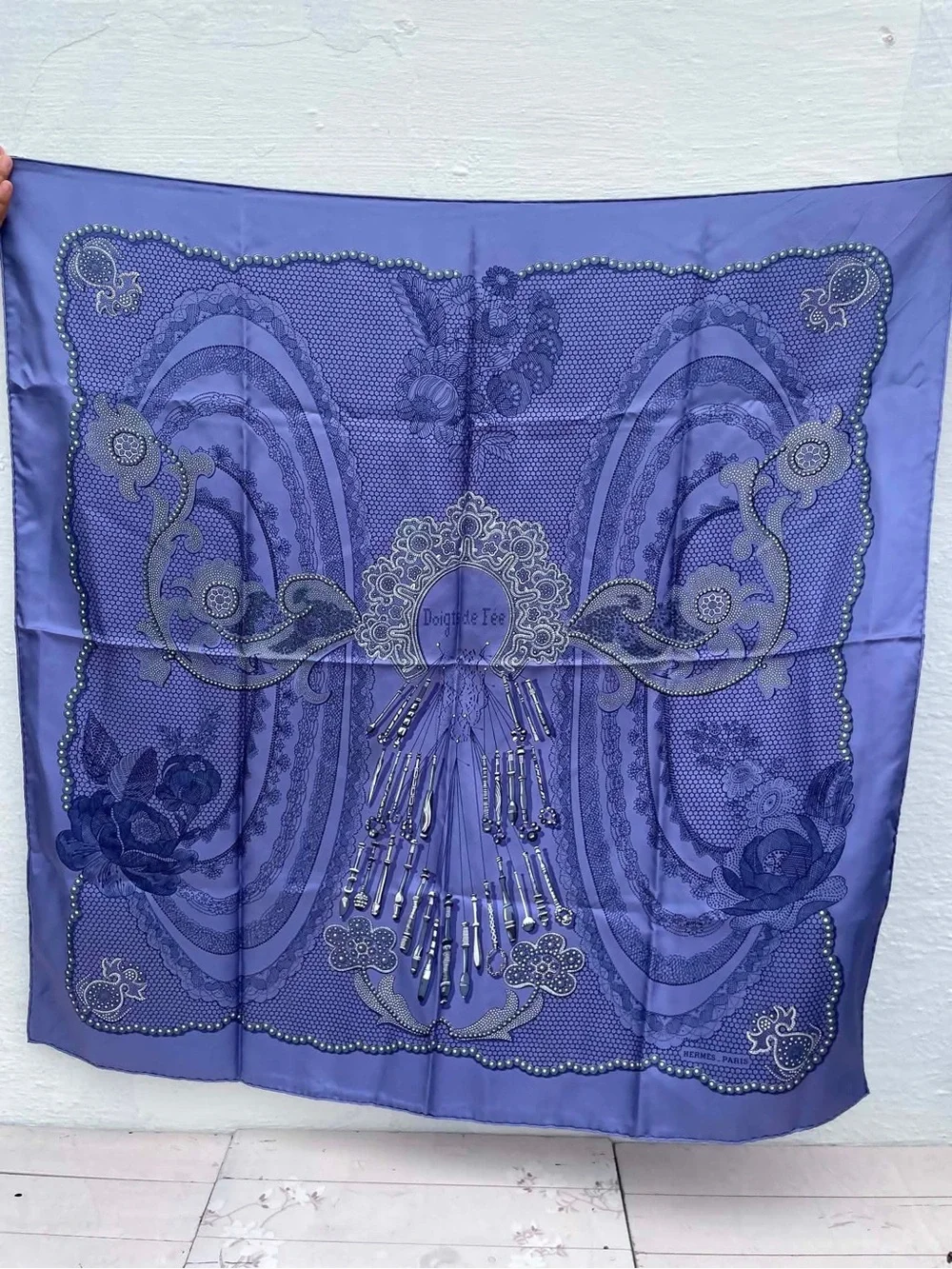 Hermes Lavender and Purple Silk Scarf - Picture 2 of 15